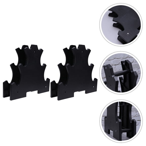 KONTONTY 2Pcs Hand Weights Rack Black Plastic Storage Stand Lightweight Portable Holder