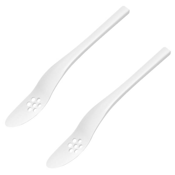KONTONTY Set of 2 White Serving Spoons with Slotted Design for Cream, Fruit, Melon, and Dessert Serving