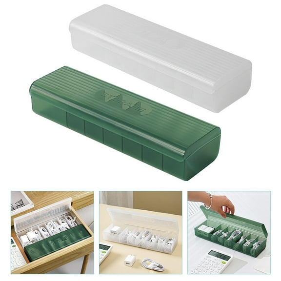 KONTONTY 2-Pack Wire Organizer Box with Cover, Cord Management Case for Office, Home, and Electronics Use