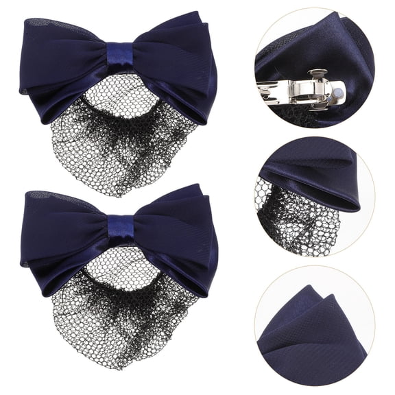 KONTONTY 2-Pack Women’s Hair Nets with Bow Fabric, Bun Hair Accessories for Daily Styling and Secure Hold