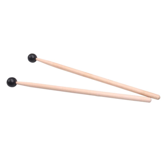 KONTONTY 2Pcs Beige Wood Glockenspiel Mallets Drum Sticks with Rubber Head Comfortable Grip