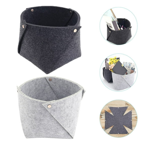 KONTONTY 2Pcs Felt Basket Folding Notepaper Box Assorted Color Small Items Organizer