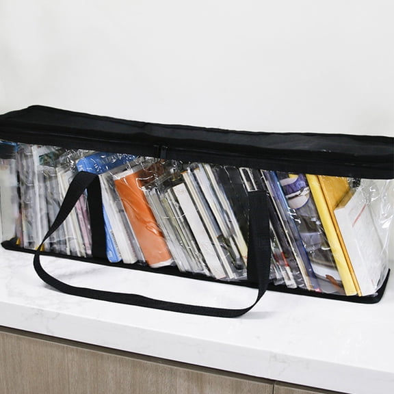 KONTONTY 2pcs DVD Case Holder Organizer Clear Plastic Bags with Handles for Storing DVDs Storage Bags for Video Game Cases