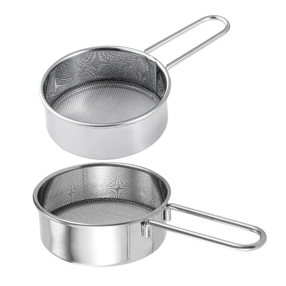 KONTONTY 2pcs Handheld Stainless Steel Flour Sifter 40 Mesh Mini Sieve for Baking Powdered Sugar Coffee Easy to Clean for Home