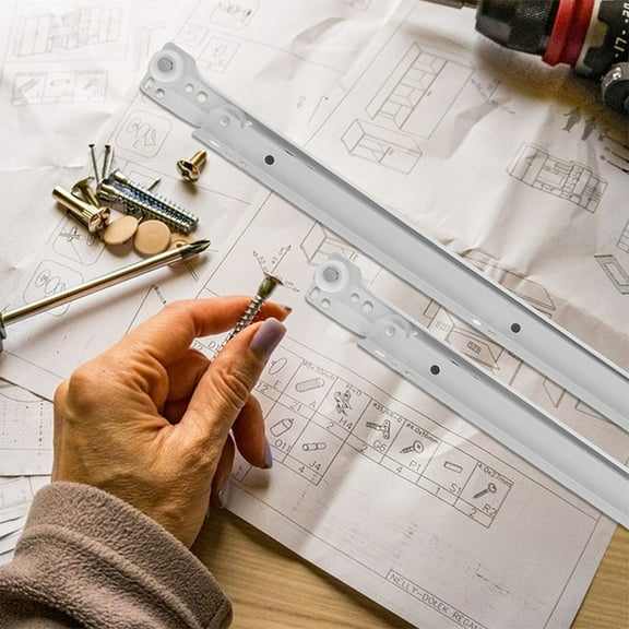 KONTONTY 2pcs Heavy Duty Drawer Slides Slide Rails Sliding Track Bracket Cabinet Shelf Side Hidden