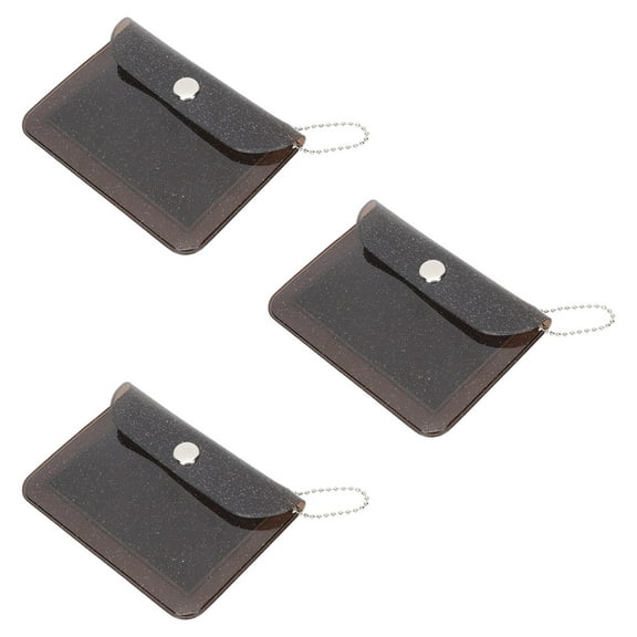 KONTONTY 3-Pack PVC Purse and Card Holder Portable Organizer Pouch for Change and Cards 5x8cm