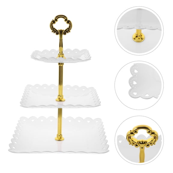 KONTONTY Rustic White Cupcake Stand 3 Tier Dessert Table Display Set for Wedding and Party