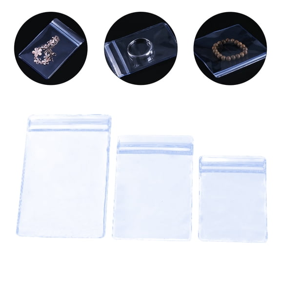 KONTONTY 300Pcs Transparent Jewelry Bags with Self Locking Zipper for Necklaces and Rings