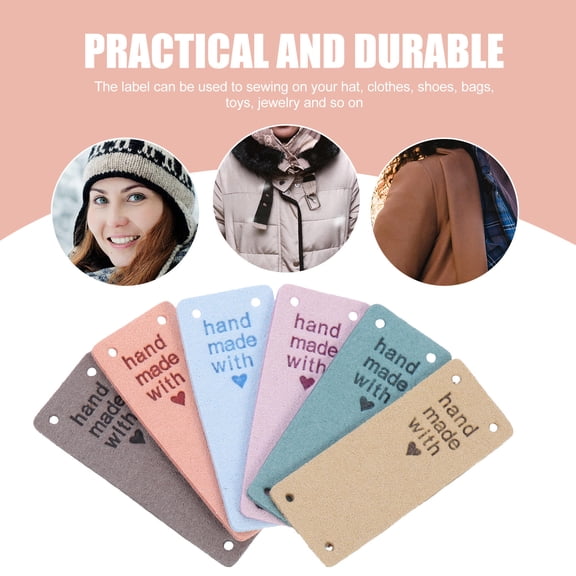 KONTONTY 30Pcs Assorted Color Clothing Embossed Tags Microfiber DIY Labels for Sewing Hats and Bags