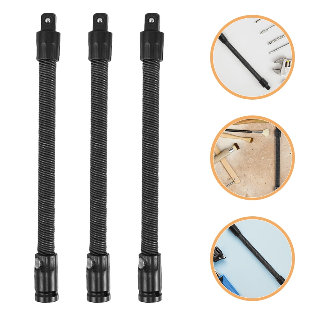 KONTONTY 3PCS Flexible Socket Set with Universal Metal Flexible Shaft Extension Bars for Ratchet Wrench and Socket Extensions
