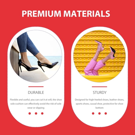 KONTONTY Non-Slip Shoe Sole Protector Pads, Red, Durable, Wear-Resistant, Noise Reduction 3Pairs