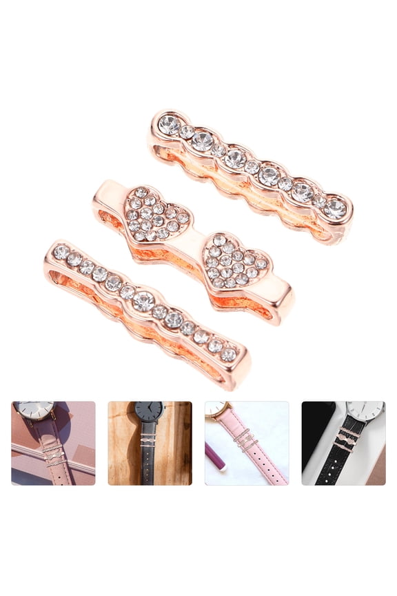 3-Piece Rose Alloy Watch Strap Charms Decorative for Stylish Watchband Accessories