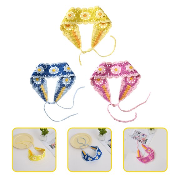 KONTONTY 3Pcs Assorted Color Floral Knit Headbands for Women and Girls All Seasons