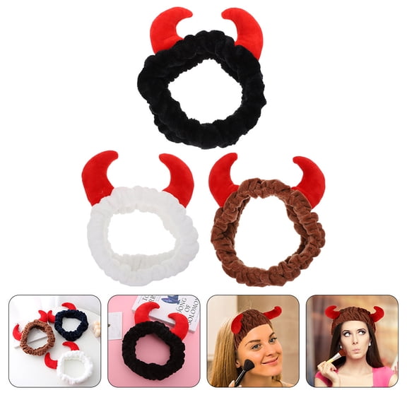 KONTONTY 3-Pack Soft Cosmetic Hairbands for Spa, Makeup, and Shower Use in Assorted Colors