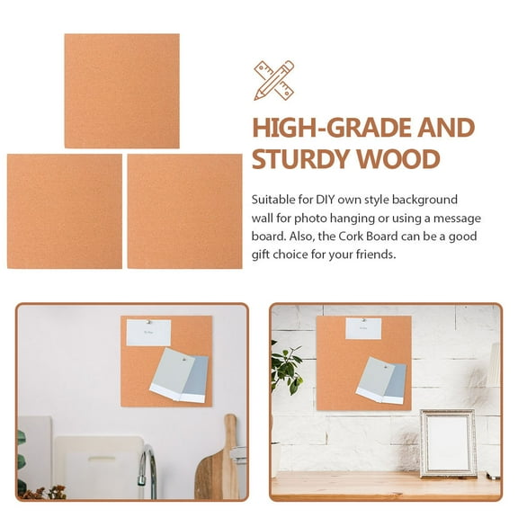 KONTONTY 3-Piece Frameless Brown Cork Boards Decorative Boards for Artists and Creative Projects