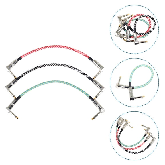 KONTONTY 3Pcs Guitar Patch Cable with Nylon Braided Wire for Electric Guitar Bass and Musical Instruments Connection