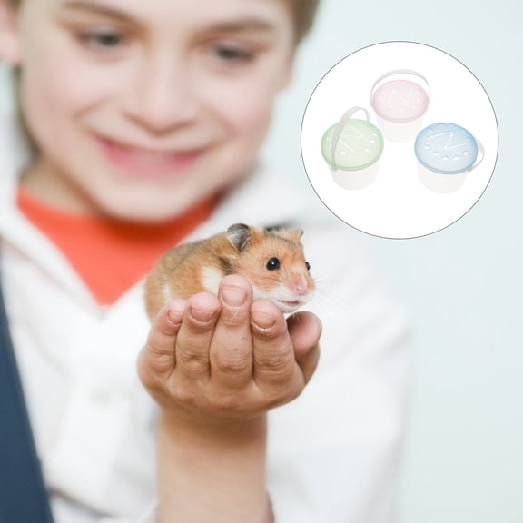 KONTONTY Set of 3 Handheld Pet Carrier Boxes, Plastic Material, Assorted Colors, Small Animal Travel Cases