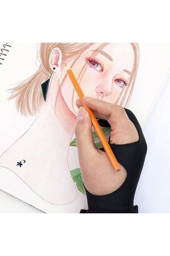 3Pcs Lightweight Two Finger Drawing Gloves Black for Graphic Designers