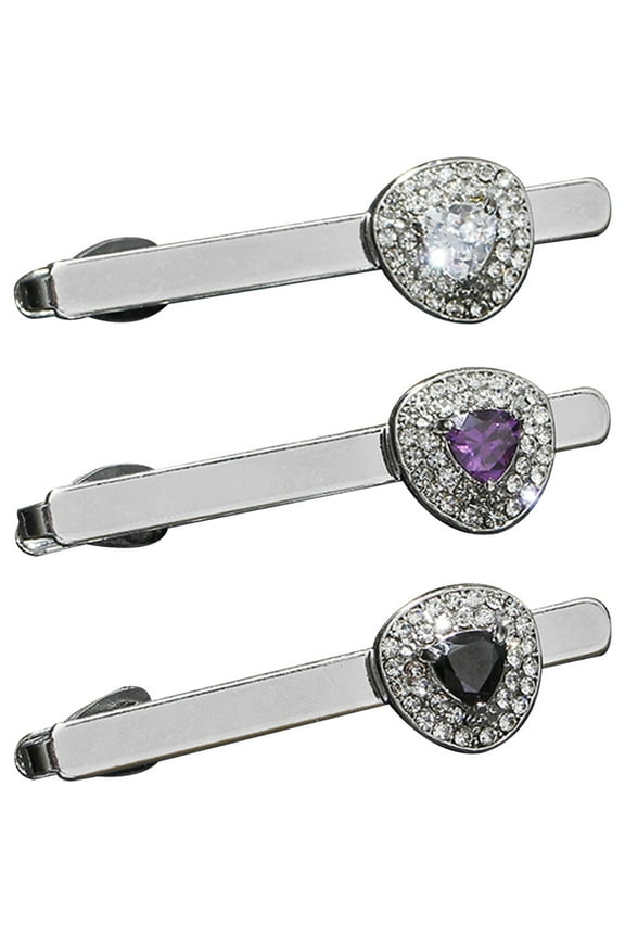 3Pcs Mens Tie Clip Set Alloy Material Assorted Colors Chic Elegant Suit Accessories