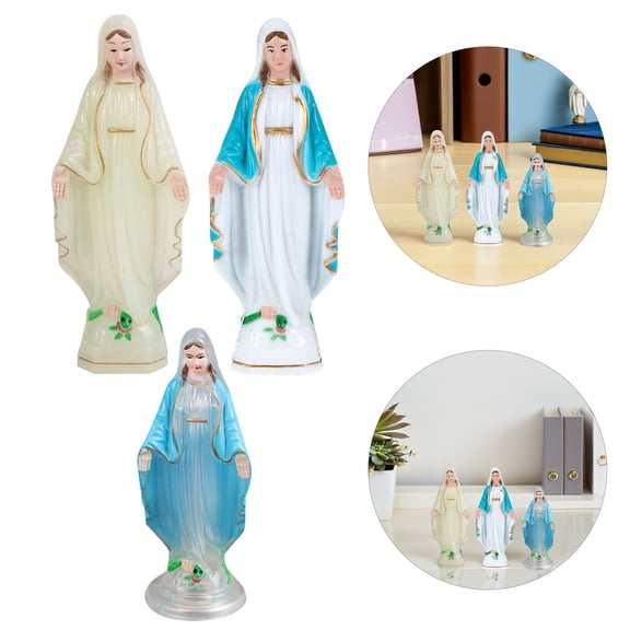 KONTONTY 3Pcs Plastic Mary Adornment Statue Assorted Colors for Bar and Club Home Decor