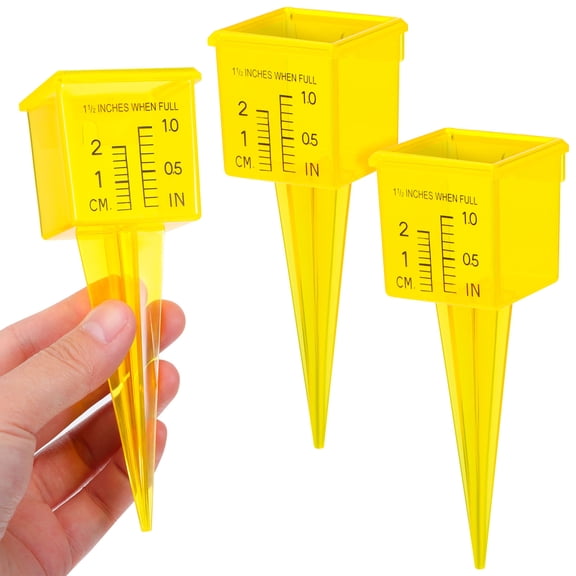 KONTONTY 3Pcs Rain Gauge Container Plastic Yellow for Garden Rainfall Measuring and Lawn Monitoring