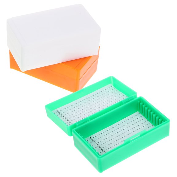 KONTONTY 3Pcs Reusable Plastic Slide Boxes for Laboratory Glass Slide Storage Assorted Colors