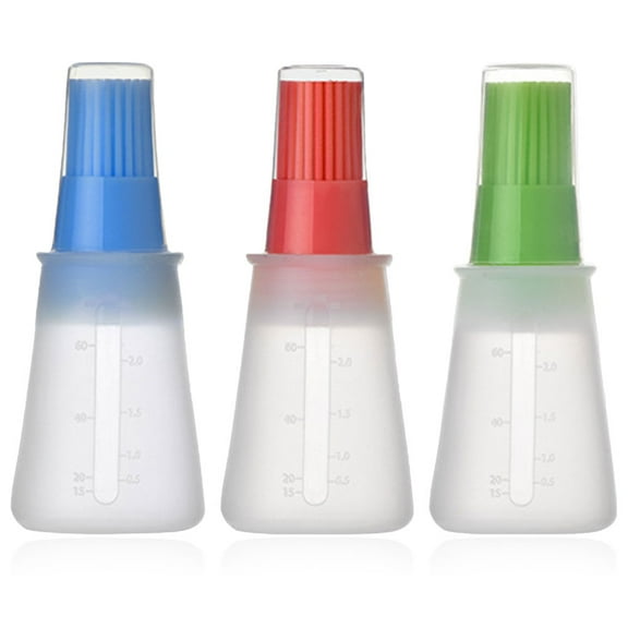 KONTONTY Set of 3 Silicone Basting Oil Bottles in Assorted Colors, Condiment Storage for Restaurant Use