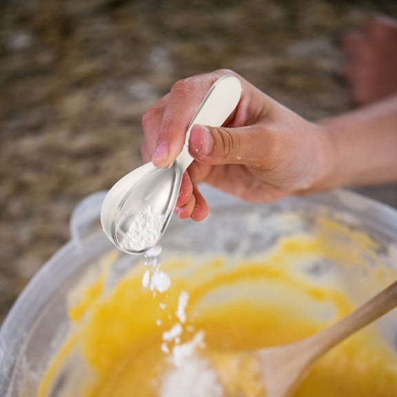 KONTONTY 3Pcs Silver Measuring Spoon Set for Coffee Powder Flour and Kitchen Ingredients