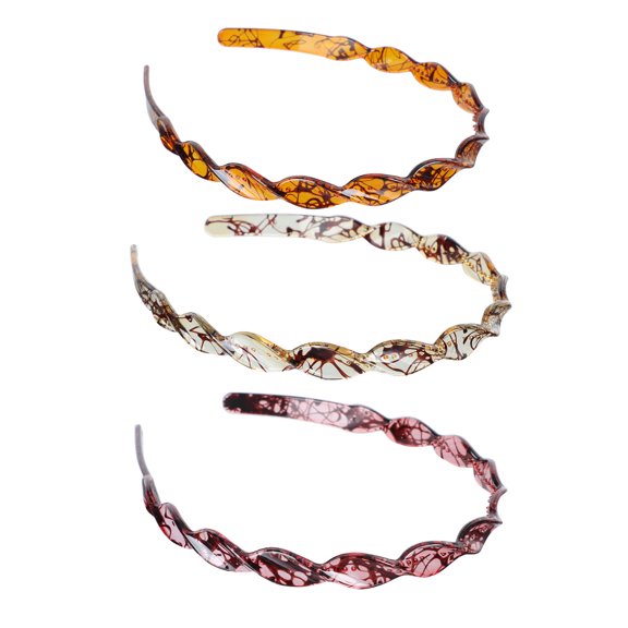 KONTONTY 3Pcs Beauty Hairbands Resin U Shaped Hair Hoops Assorted Colors for Daily Hairstyle Fix
