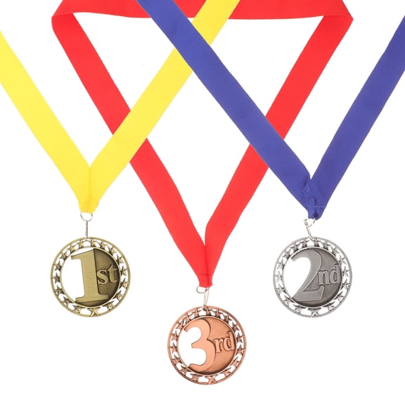 KONTONTY 3Pcs Alloy Football Medals for Games Decorative Reward Prize with Ribbon
