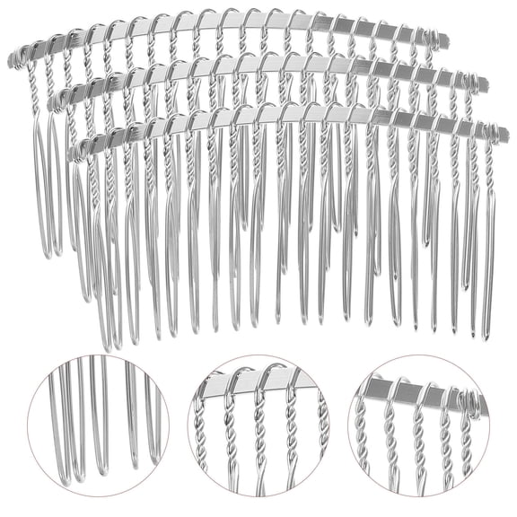 KONTONTY 3pcs Toothed Bridal Hair Comb for Veil Women Wedding Use