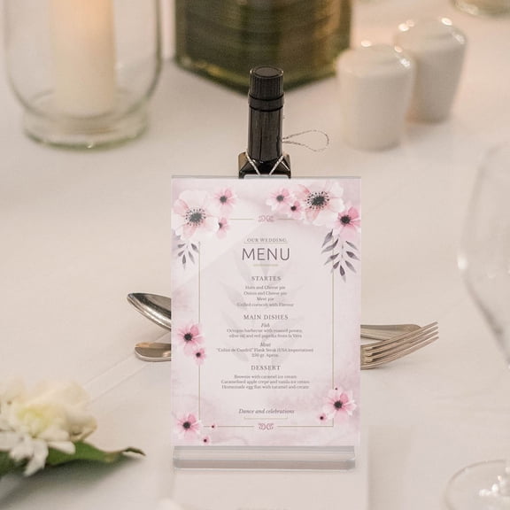 KONTONTY 3pcs Double Sided Acrylic Display Stand for Restaurant Menu Office Desk Size