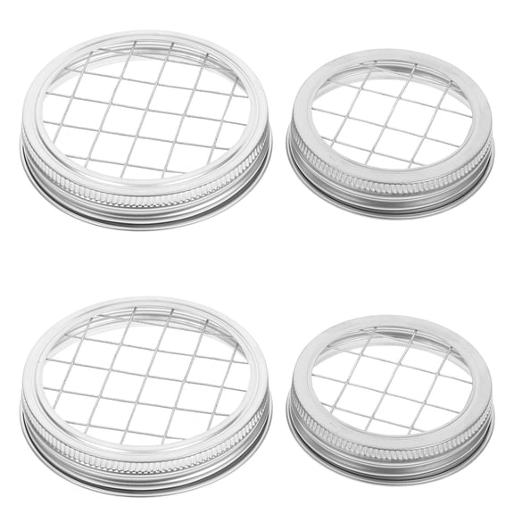 KONTONTY 4Sets Metal Flower Frog Lid for Mason Jars in Silver for Vase Fixation