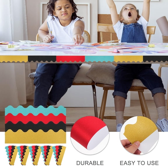 KONTONTY 40Pcs Assorted Color Glitter Border Trim for Bulletin Boards Desks and Windows