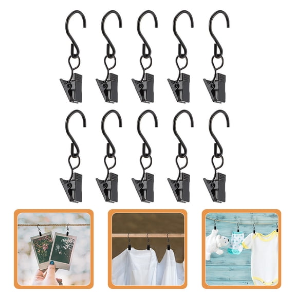 KONTONTY 40Pcs Iron Curtain Hook Clips for Home Use Including Lights and Banners