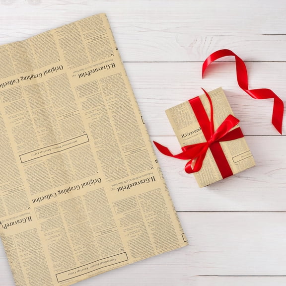 KONTONTY 40Pcs English Newspaper Style Flower Wrapping Papers Multi Color Paper Bouquet Wrappers for Decor