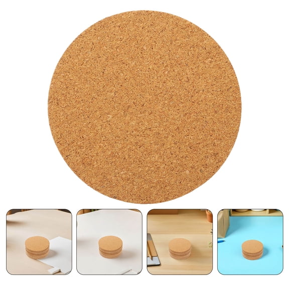 KONTONTY 48Pcs Round Self Adhesive Cork Pads for DIY Coasters and Furniture Protection Light Brown
