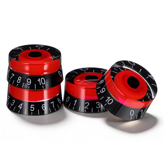 KONTONTY 4Pcs Acrylic Control Amplifier Knobs in Red for Guitar and Bass Effect Pedal Use
