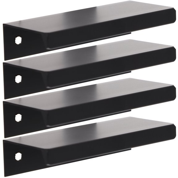 KONTONTY 4-Pack Black Aluminum Invisible Finger Edge Pulls for Kitchen Cabinets and Furniture Handles