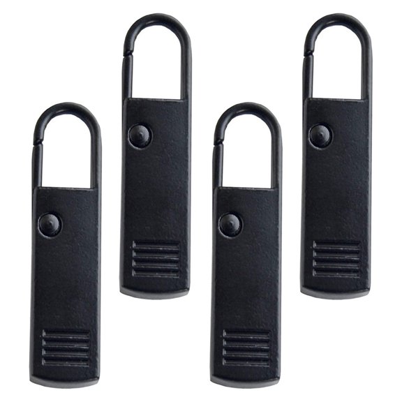 KONTONTY Durable Black Zinc Alloy Zipper Puller for Bags and Clothing 4Pcs
