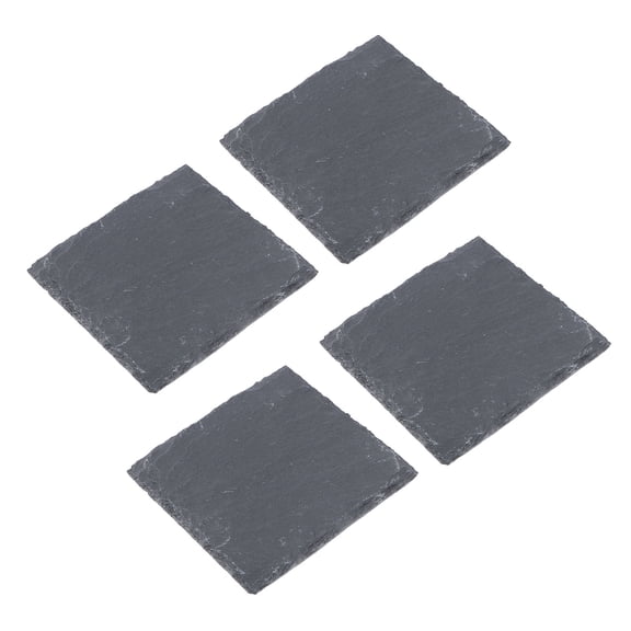 KONTONTY 4Pcs Beverage Coaster Square Natural Coasters for Home and Business Use in Black
