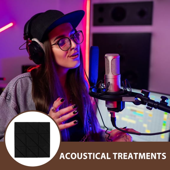 KONTONTY 4Pcs Black Sound Dampening Acoustic Foam Panels Easy Install Sound Isolation for Recording Studio