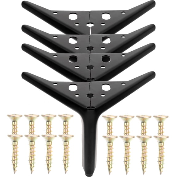 KONTONTY 4-Pack Black Steel Triangle Furniture Legs Support Feet for Sofa Cabinet Bed Coffee Table