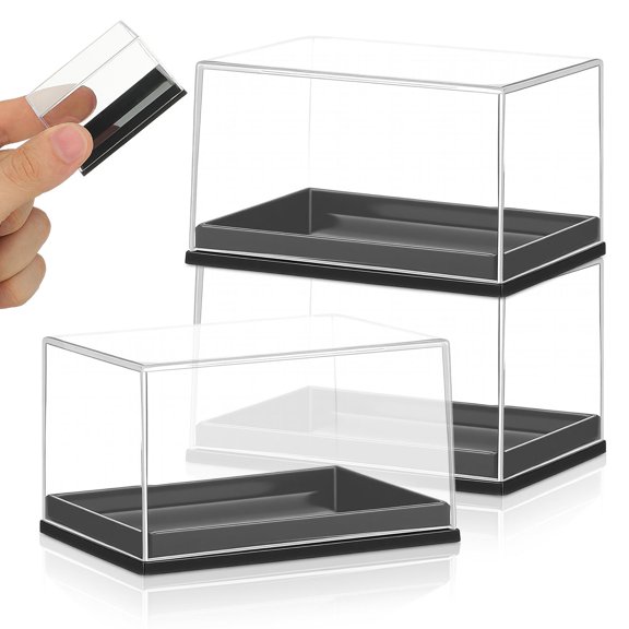 KONTONTY 4Pcs Mineral Sample Case Transparent Storage Box for Display and Organization