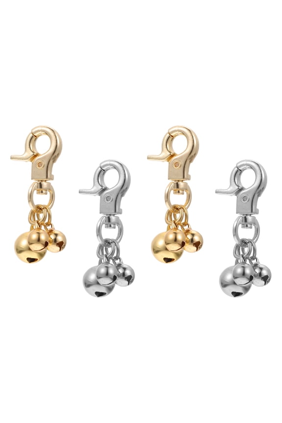 4Pcs Assorted Color Metal Bell Key Chain Pendant for Pet Collar Decoration