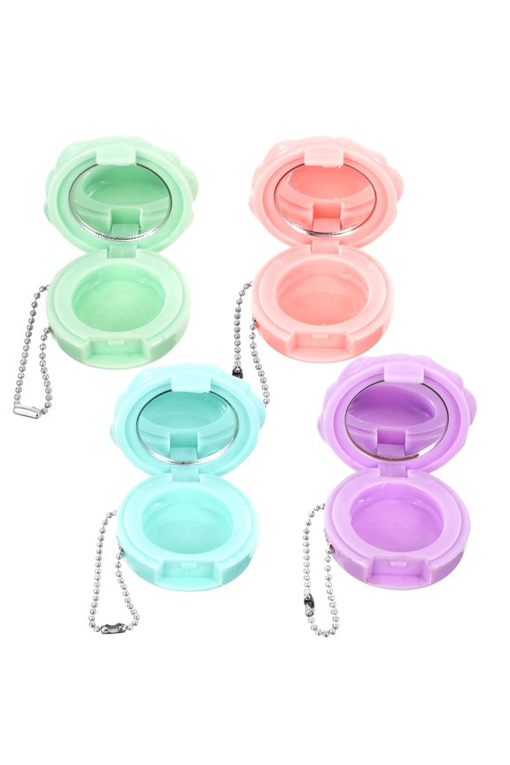 4Pcs Cosmetic Sample Cases Compact Eyeshadow Case with Decorative Rose Design Assorted