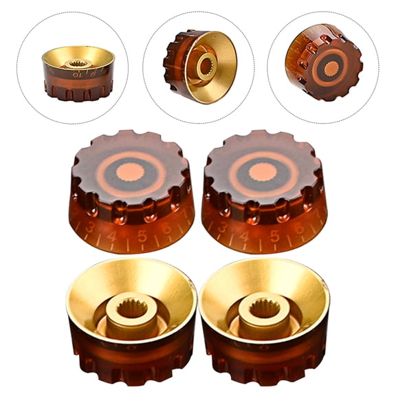 KONTONTY 4Pcs Anti Corrosive Light Brown Plastic Guitar Volume Knobs Convenient Installation