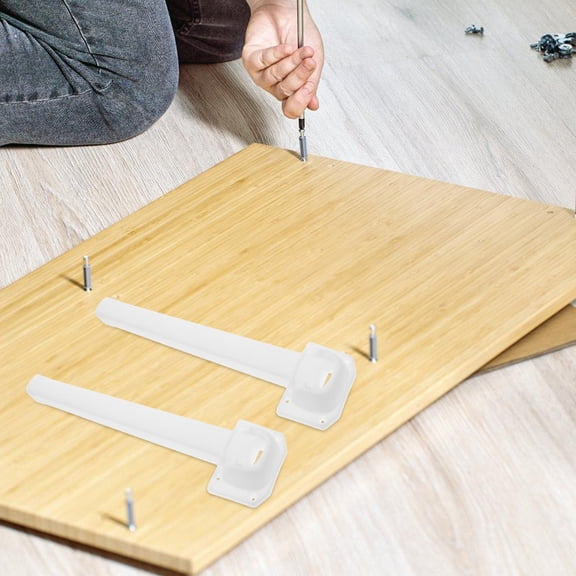 KONTONTY 4Pcs Foldable White Plastic Desk Leg Brackets Sturdy Replacement Parts for Home Tables