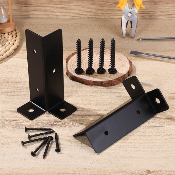 KONTONTY 4Pcs Black Post Anchor Deck Railing Brackets with Easy Installation
