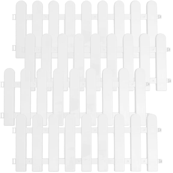 KONTONTY 4-Pack White Plastic Landscaping Fence with Round , Simple Elegant Design Ideal for Home and Garden Use
